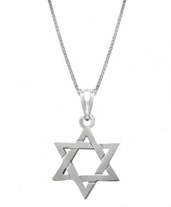 Sterling Silver Jewish Star of David Necklace Pendant with 18" Box Chain - CA11G12ZVWZ