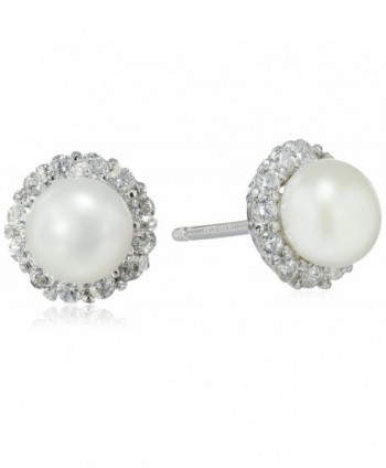 Hallmark Jewelry Sterling Silver Cubic Zirconia & Pearl Round Stud Earrings - CZ122LPBTA7