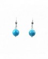 Composed Blue Turquoise Round Bead Leverback Earrings Assembled in the U.S.A. - CJ12JK96FVV