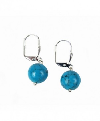 Composed Turquoise Leverback Earrings Assembled in Women's Drop & Dangle Earrings