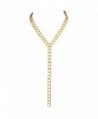Lux Accessories Goldtone Heavy Curb Chain Y Shaped Necklace - C712LQ1P4QN