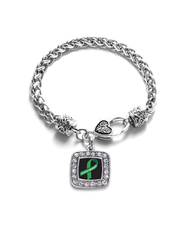 Scoliosis Awareness Charm Classic Silver Plated Square Crystal Bracelet - CP11LIB3XRJ