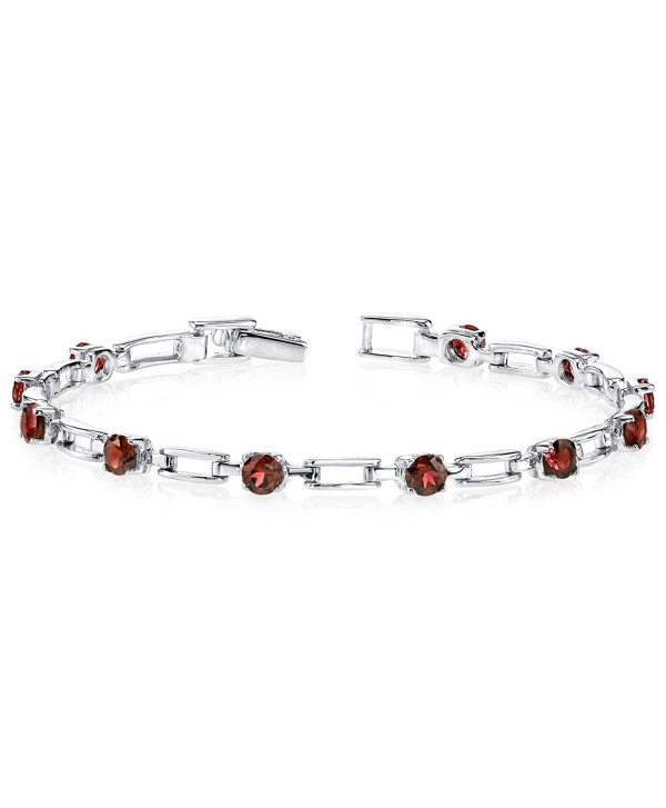 Garnet Bracelet Sterling Silver Rhodium Nickel Finish 3.50 Carats Chic Design - C11141DWWC3