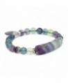 Justinstones Gem Semi Precious Gemstone Love Heart Charm Stretch Beaded Bracelet Unisex - Fluorite - C512NA57EOK