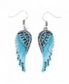 Szxc Jewelry Women's Crystal Angel Wings Dangle Earrings Biker Jewelry - blue - C417YG5877Q