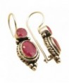 925 Sterling Silver Plated Red RUBY 2 Gemset July Birthstone Vintage Style Earrings 2.9 cm Brand New - CF184UIY7AW