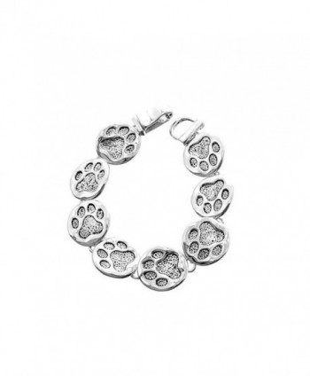 Antiqued Silver Linked Paw Print Bracelet - CJ11ZMPWJPJ