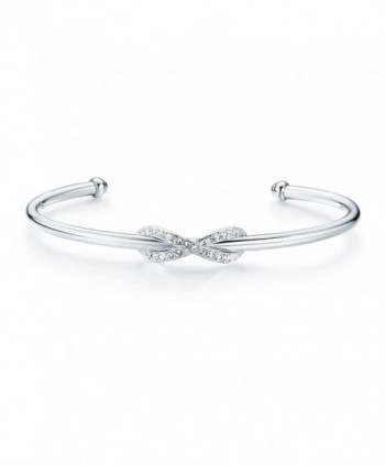 MYJS Infinity Cuff Bangle Bracelet Rhodium Plated with Swarovski Crystals for Women - C412MRRRWLZ