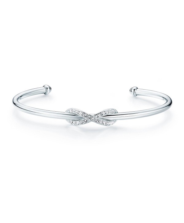 MYJS Infinity Cuff Bangle Bracelet Rhodium Plated with Swarovski Crystals for Women - C412MRRRWLZ