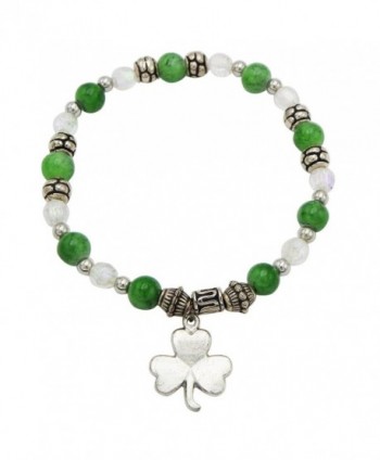 Rosemarie Collections Women's St Patrick's Day Irish Beaded Stretch Bracelet with Charm - C2187LTUMXD