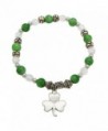 Rosemarie Collections Women's St Patrick's Day Irish Beaded Stretch Bracelet with Charm - C2187LTUMXD