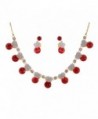 Alilang Valentine Ruby Red Love Heart Swarovski Crystal Rhinestones Necklace Earring Set - CW116N07X3F