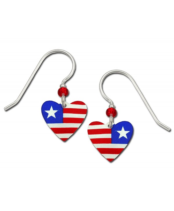 Sienna Sky Patriotic Red White and Blue Hand Painted Heart Petite Earrings with Gift Box Made in USA - CK182L8GESX