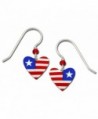 Sienna Sky Patriotic Red White and Blue Hand Painted Heart Petite Earrings with Gift Box Made in USA - CK182L8GESX