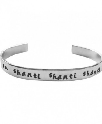 Om Shanti Cuff Bracelet Hand Stamped Mantra Yoga Inspirational Namaste Jewelry 1/4" aluminum - CW17YQQQ5L6