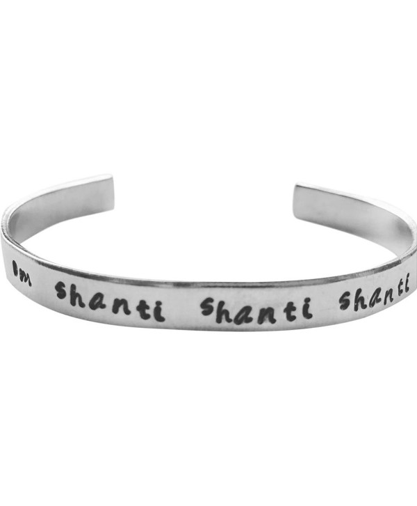 Om Shanti Cuff Bracelet Hand Stamped Mantra Yoga Inspirational Namaste Jewelry 1/4" aluminum - CW17YQQQ5L6