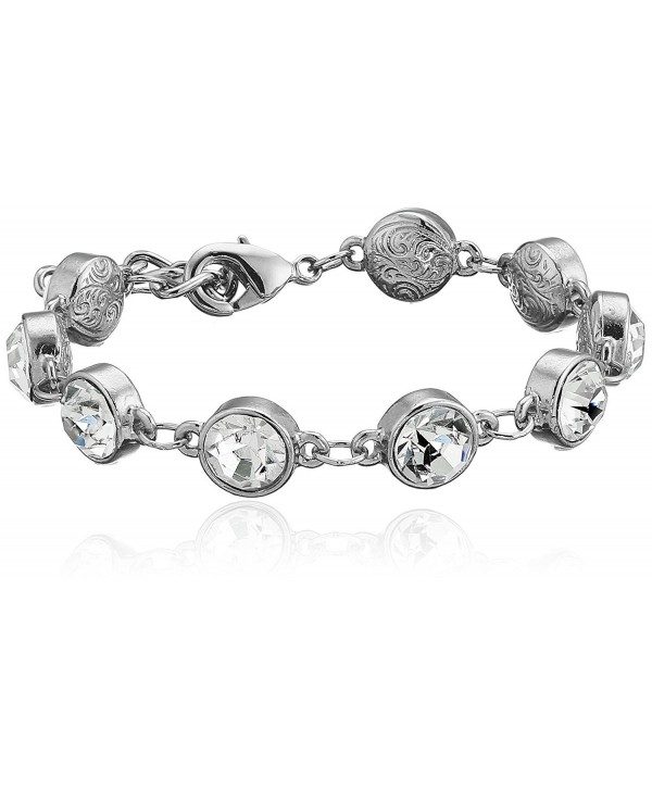 1928 Jewelry Silver-Tone Clear Crystal Adjustable Tennis Bracelet - CP11GHHIU1X