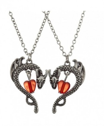 Lux Accessories Boho Burnished Silvertone Dragon and Stone BFF Necklace Set (2PCS) - C912MS38HUD